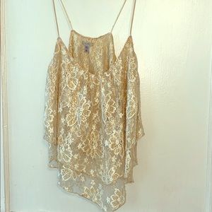 Gold lace tank